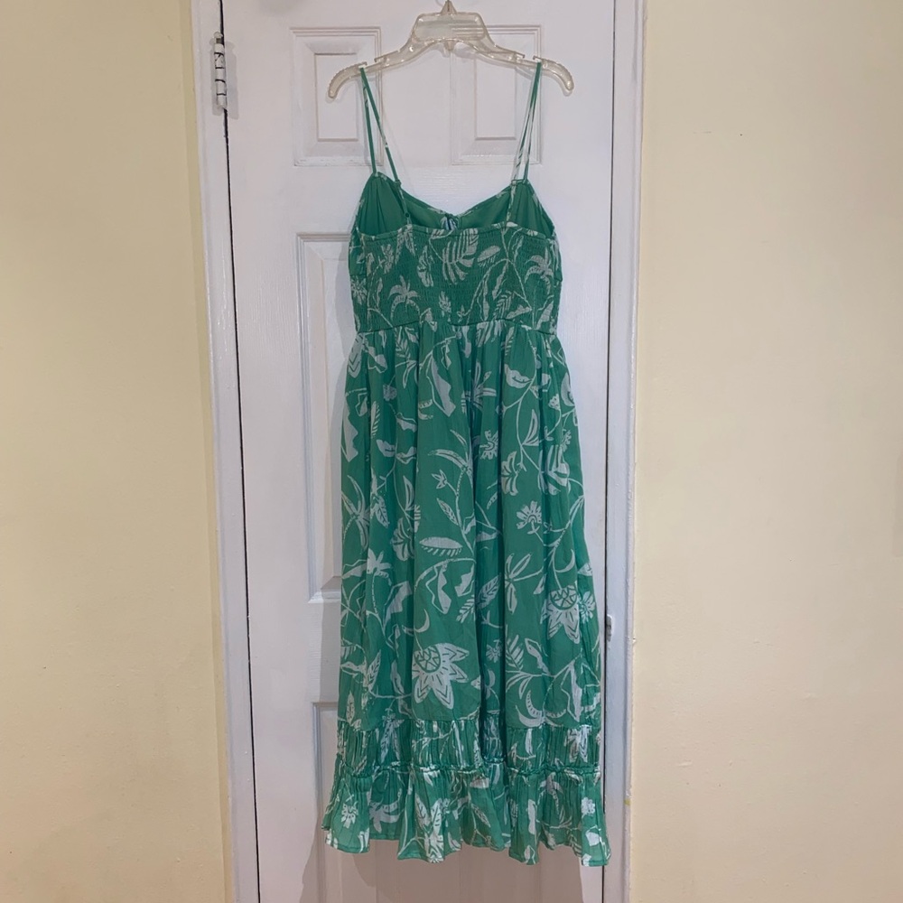 American Eagle Outfitters Spaghetti Straps Green & White Ruffle Sundress, Size M - Picture 3 of 12